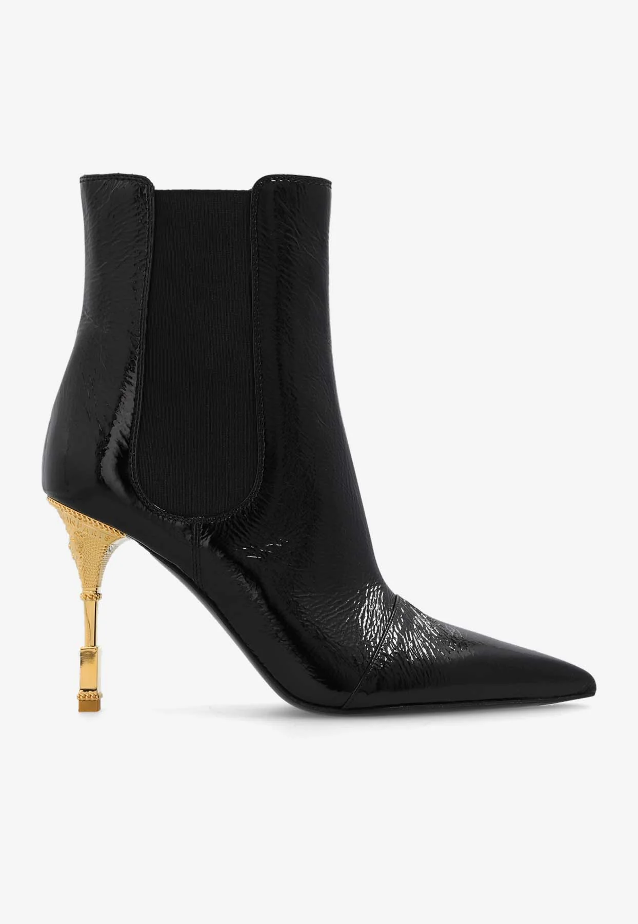 Balmain Moneta 95 Patent Leather Ankle Boots