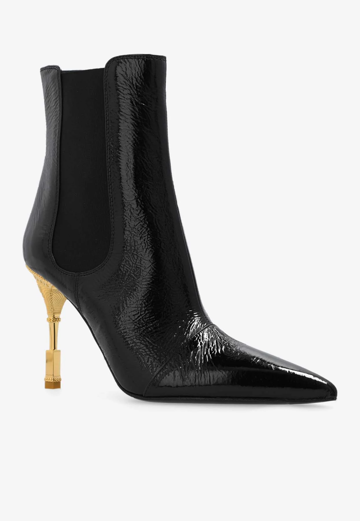 Balmain Moneta 95 Patent Leather Ankle Boots