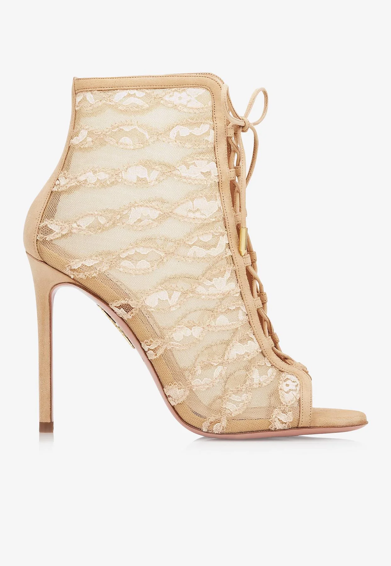 Aquazzura After Dark 105 Leather and Mesh Boots Women Shoes