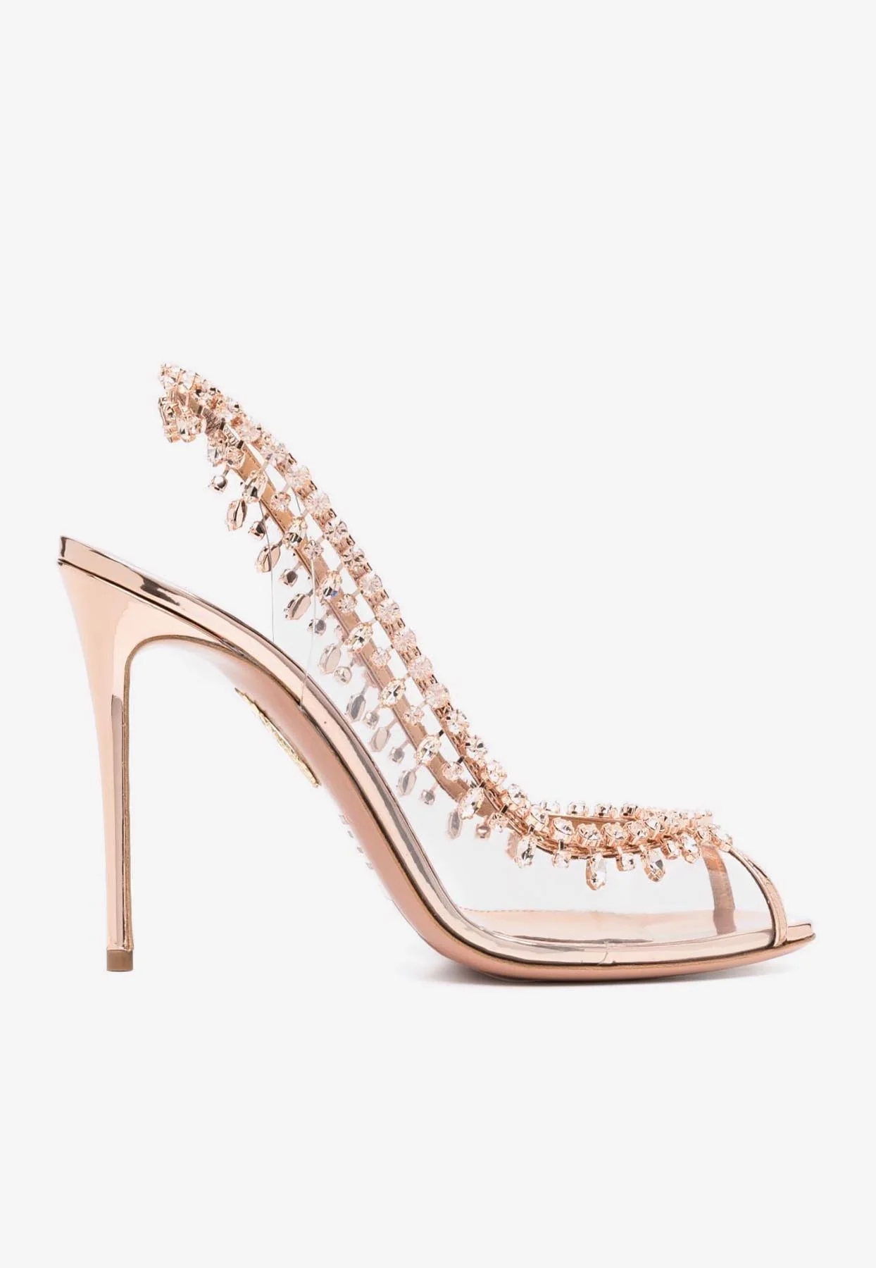 Aquazzura Temptation 105 Crystal-Embellished Sandals Women Shoes