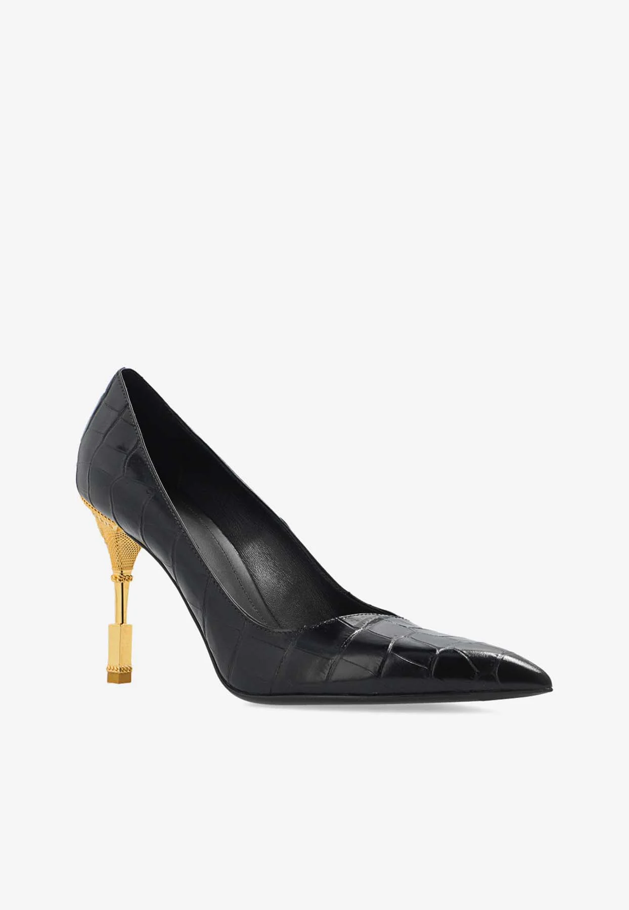 Balmain Moneta 95 Pumps in Croc-Embossed Leather