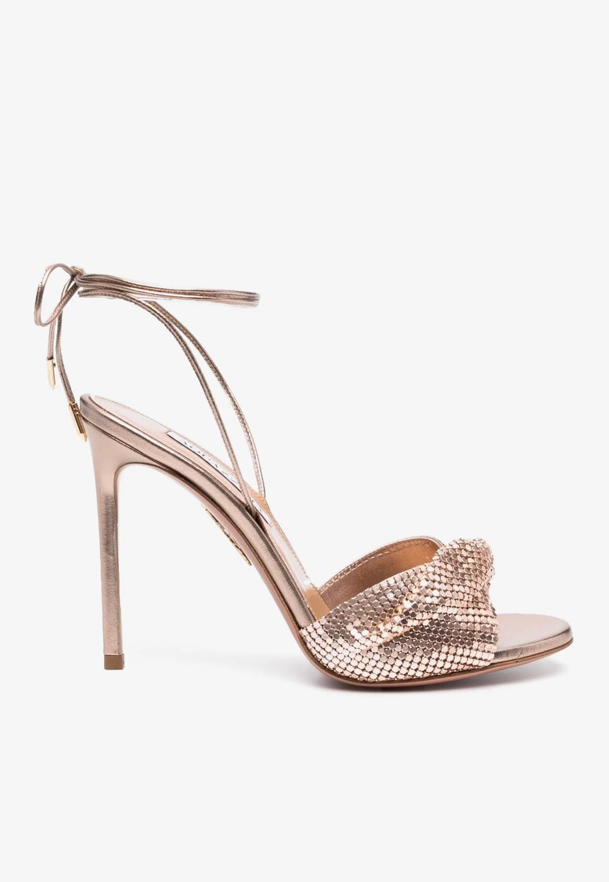Aquazzura Twist 105 Sandals in Metallic Nappa Leather Women Shoes