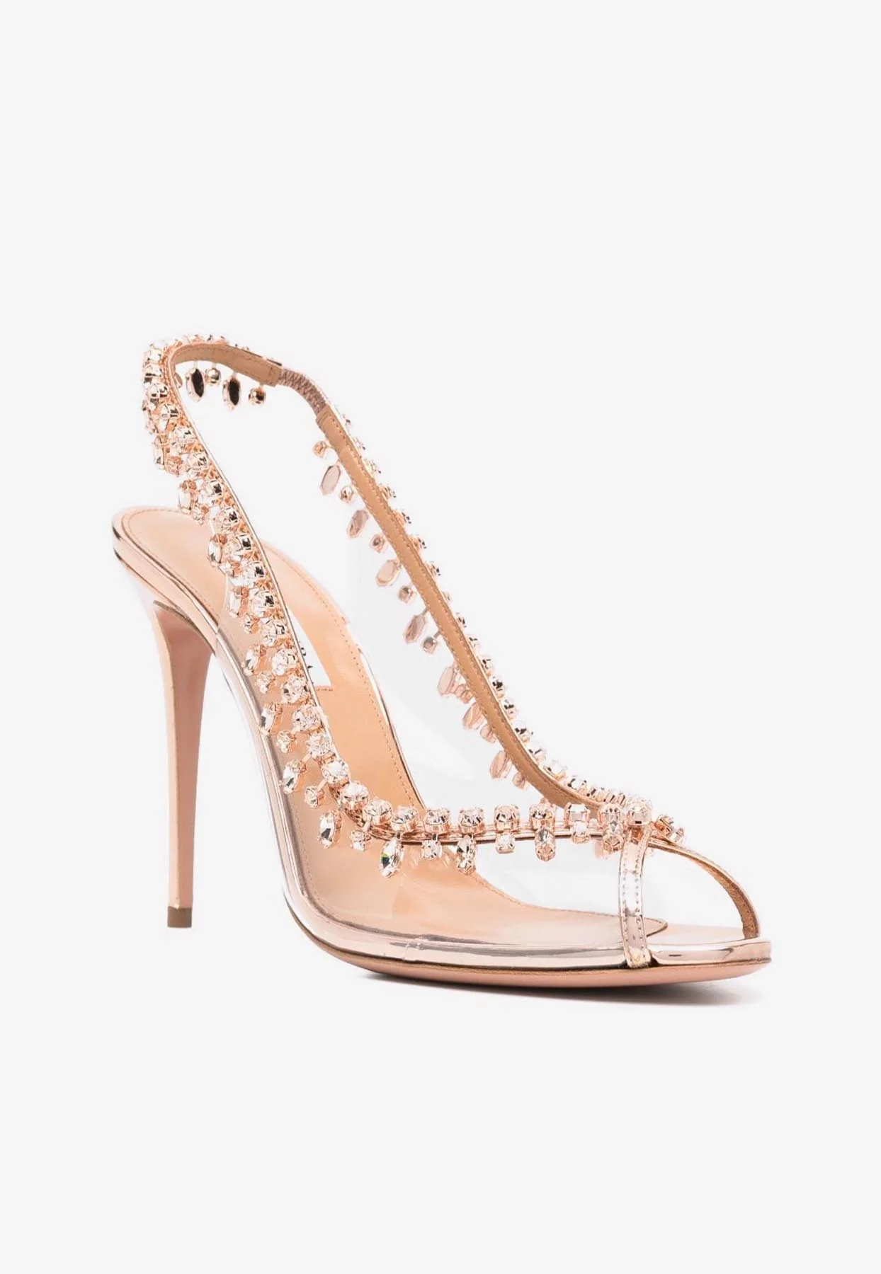 Aquazzura Temptation 105 Crystal-Embellished Sandals Women Shoes