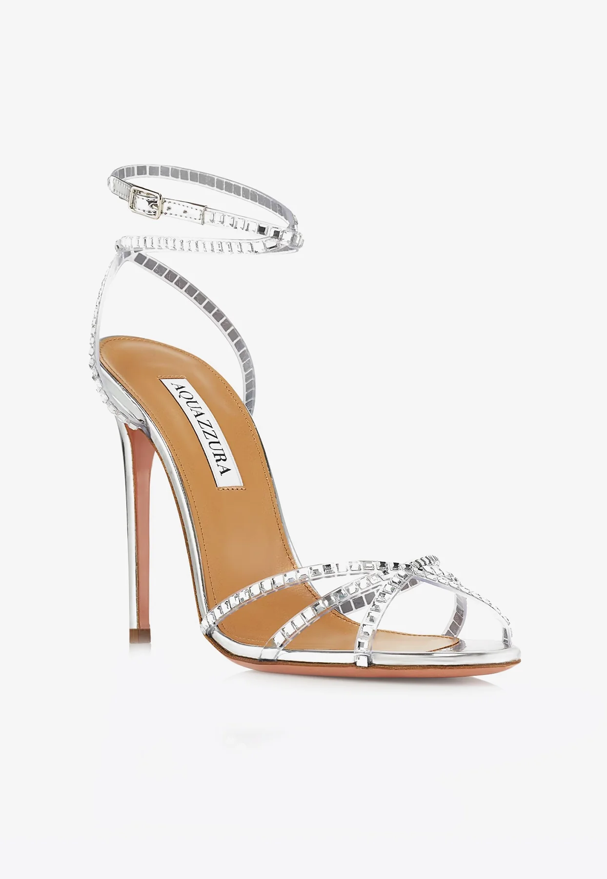 Aquazzura Dance 105 Plexi Sandals in Leather Women Shoes