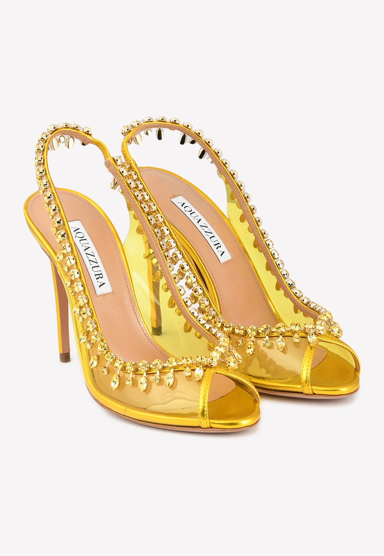 Aquazzura Temptation 105 Crystal-Embellished Slingback Sandals Women Shoes