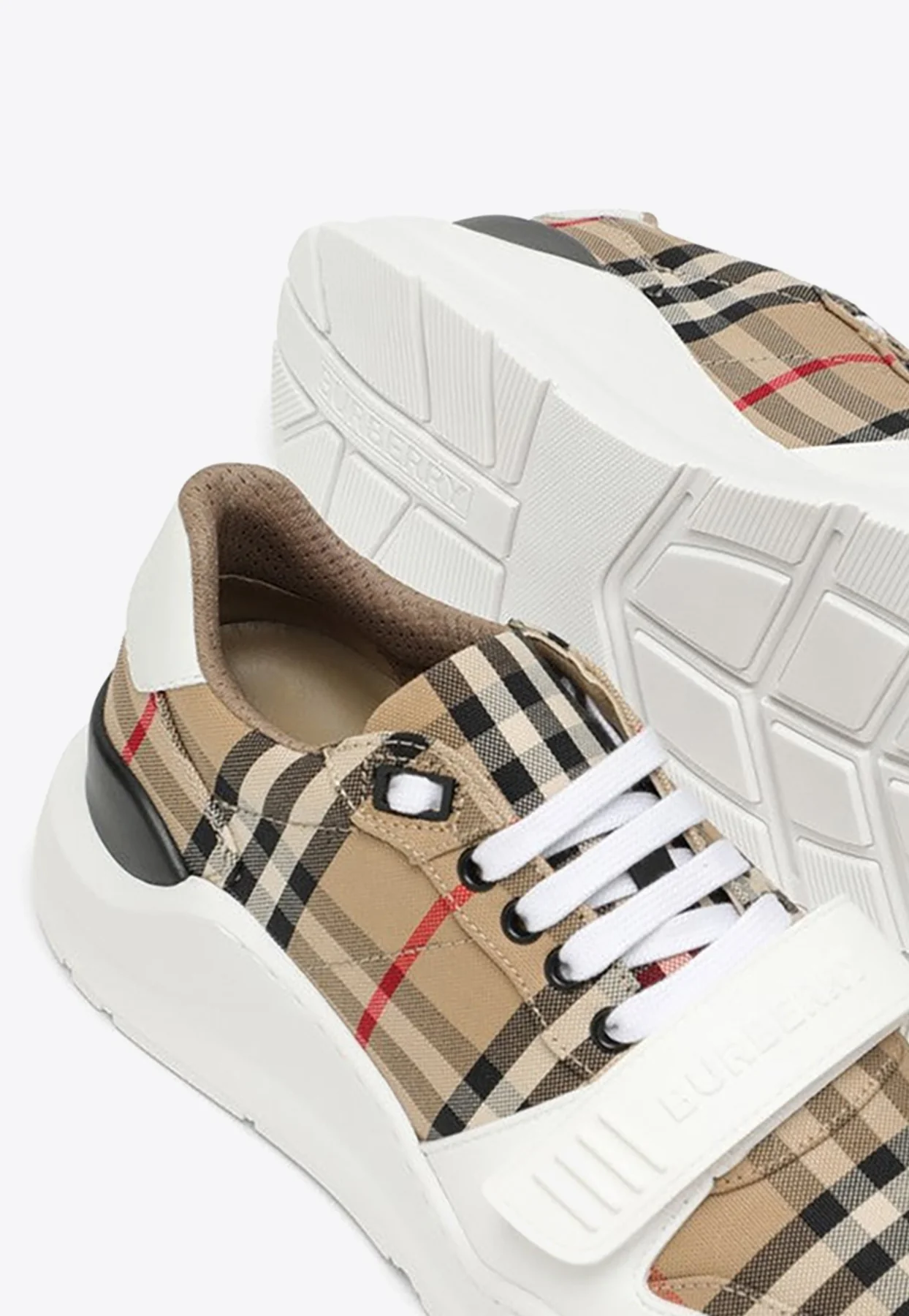 Burberry Paneled Checked Low-Top Sneakers