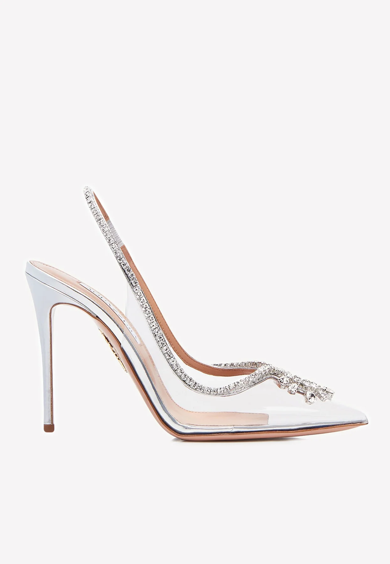 Aquazzura Seduction 105 Crystal-Embellished Slingback Pumps Women Shoes