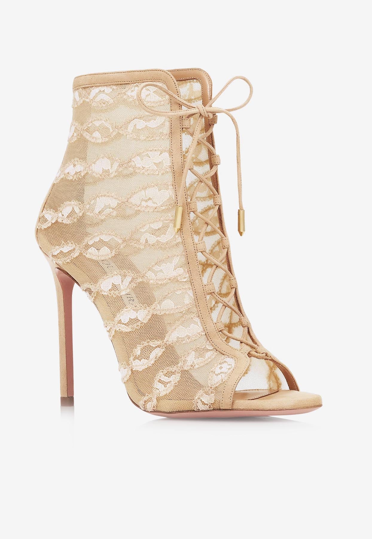Aquazzura After Dark 105 Leather and Mesh Boots Women Shoes