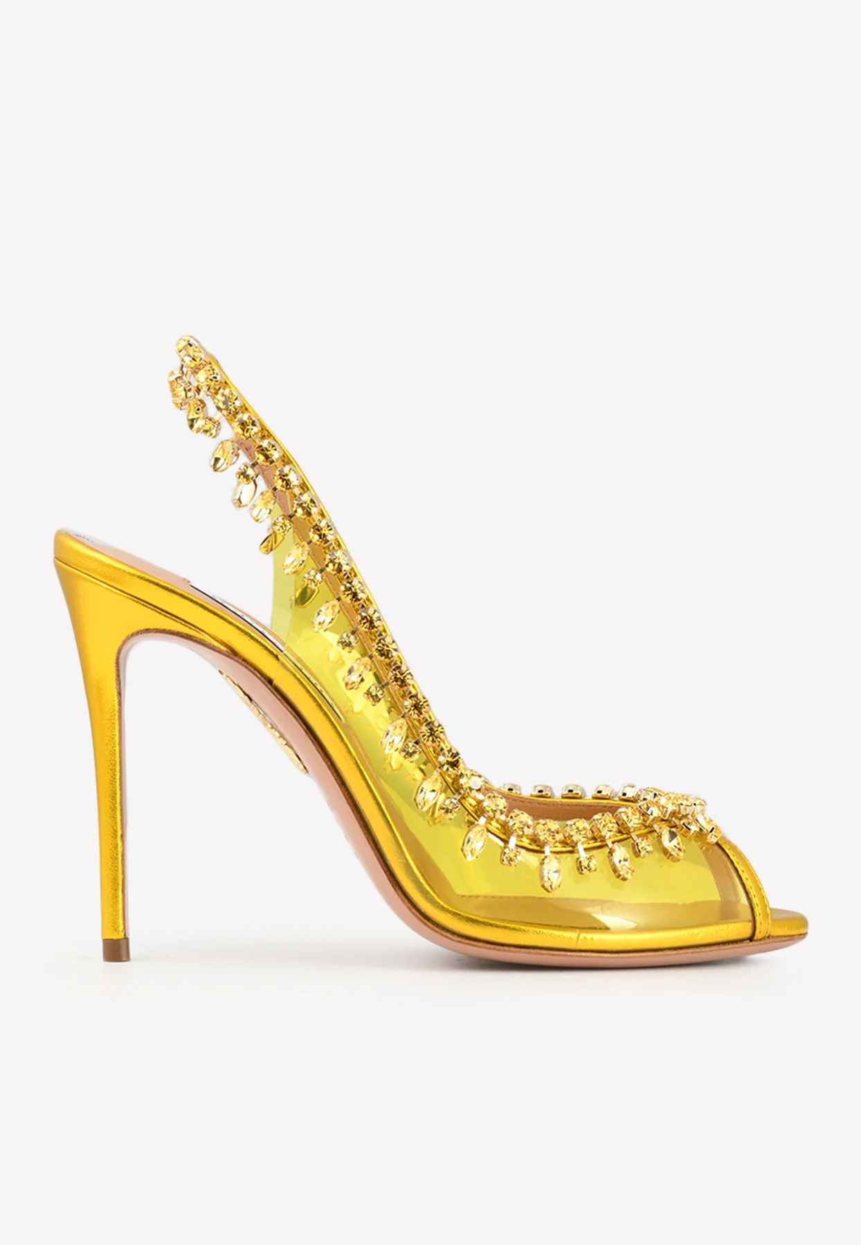 Aquazzura Temptation 105 Crystal-Embellished Slingback Sandals Women Shoes