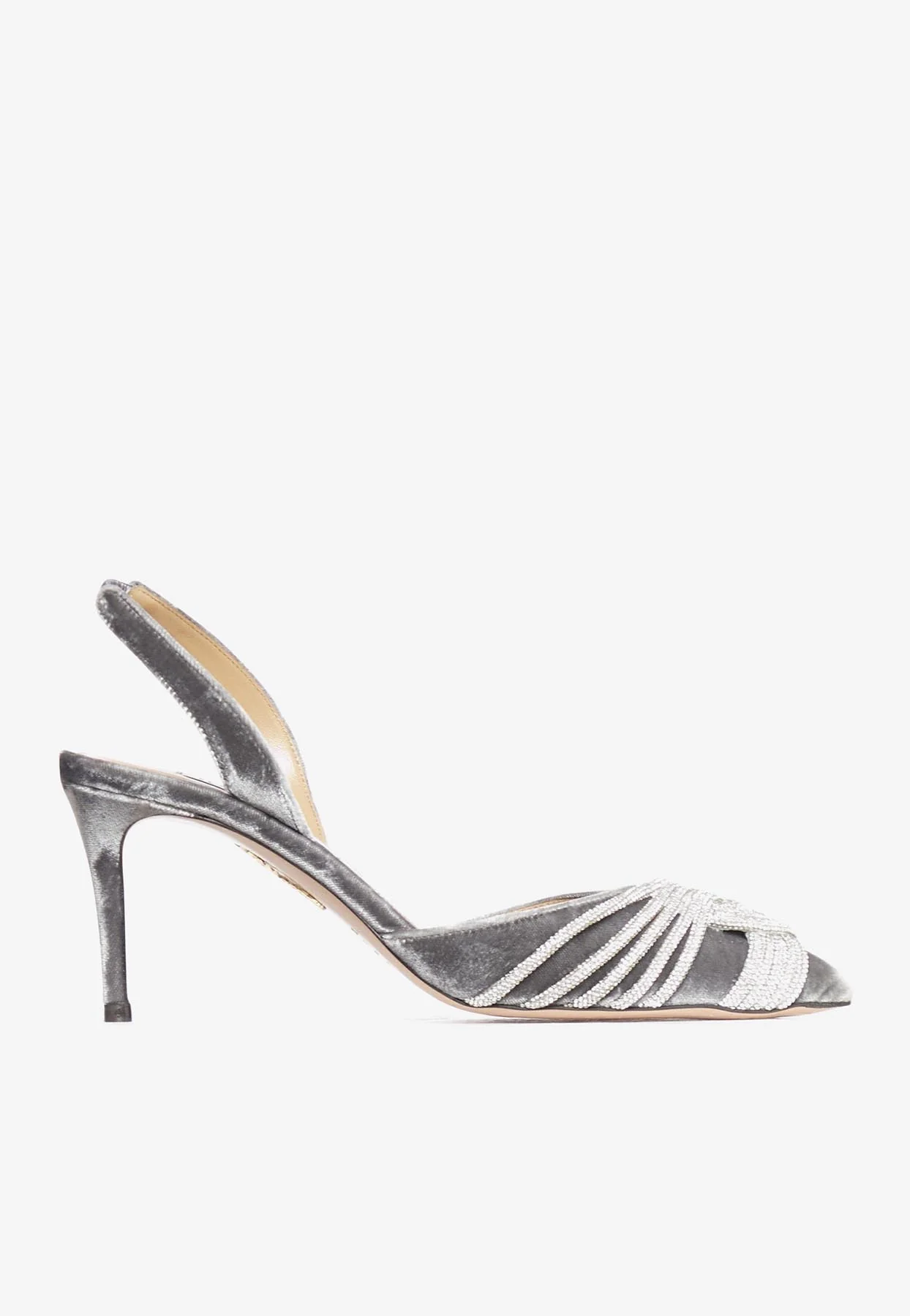 Aquazzura Gatsby 75 Velvet Slingback Pumps Women Shoes