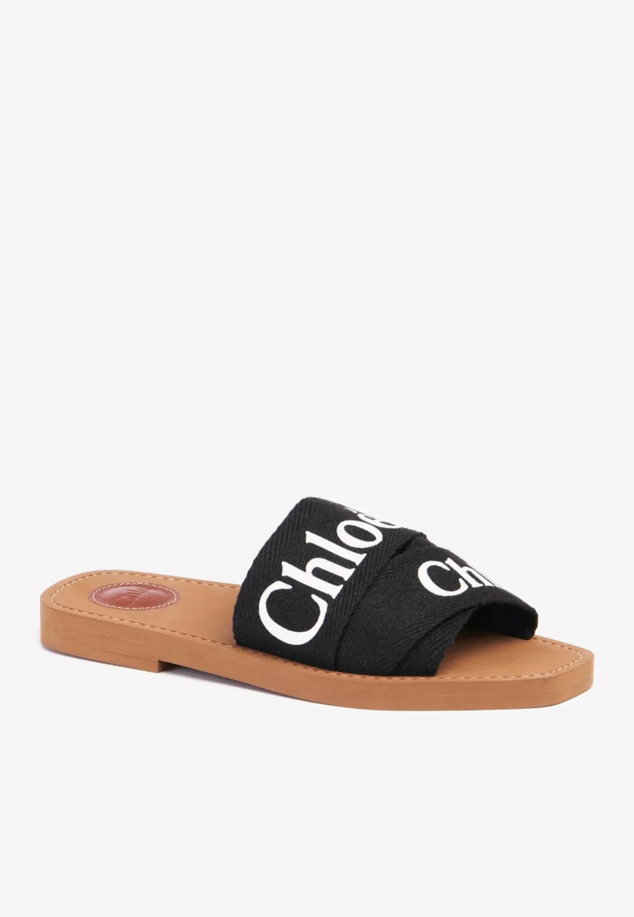 Chloe Woody Logo Flat Mules