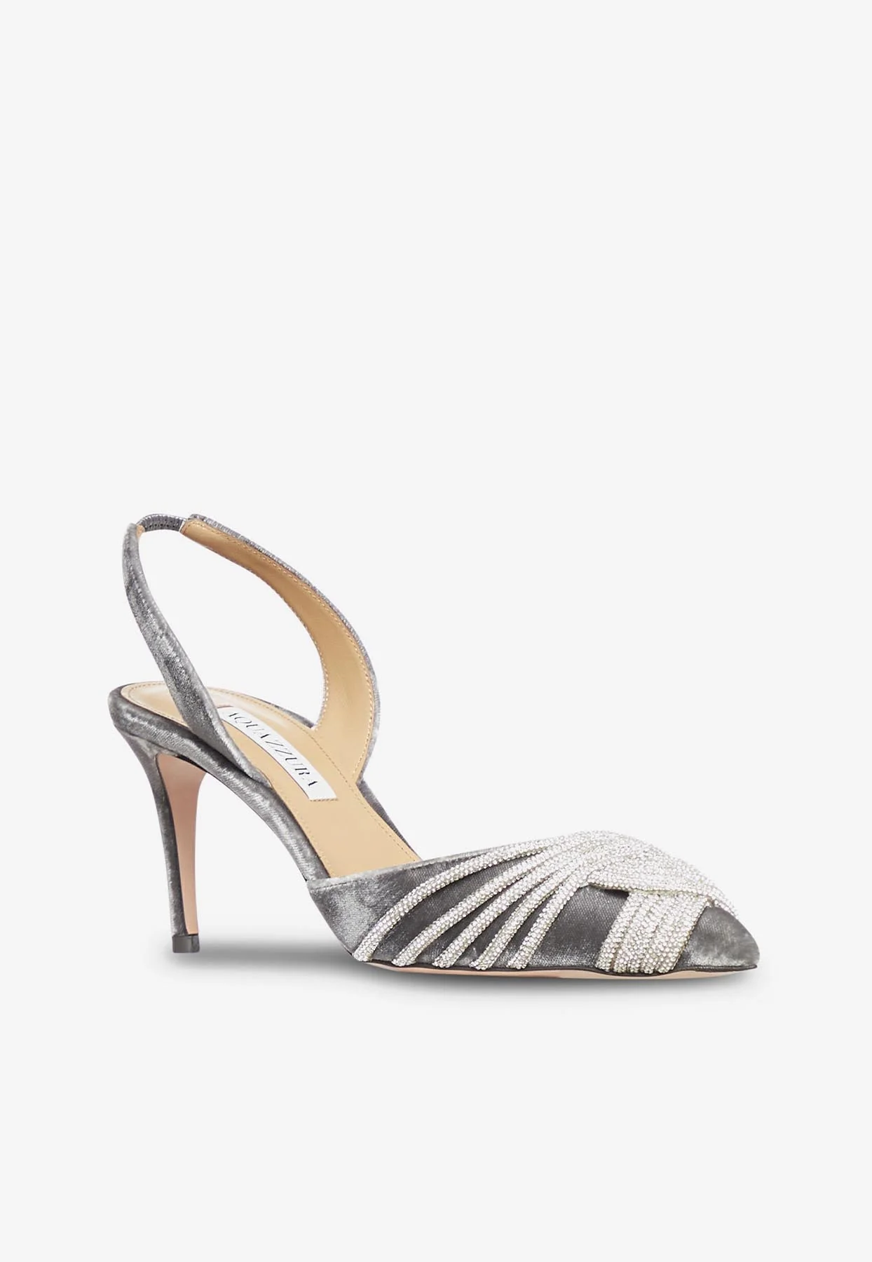 Aquazzura Gatsby 75 Velvet Slingback Pumps Women Shoes