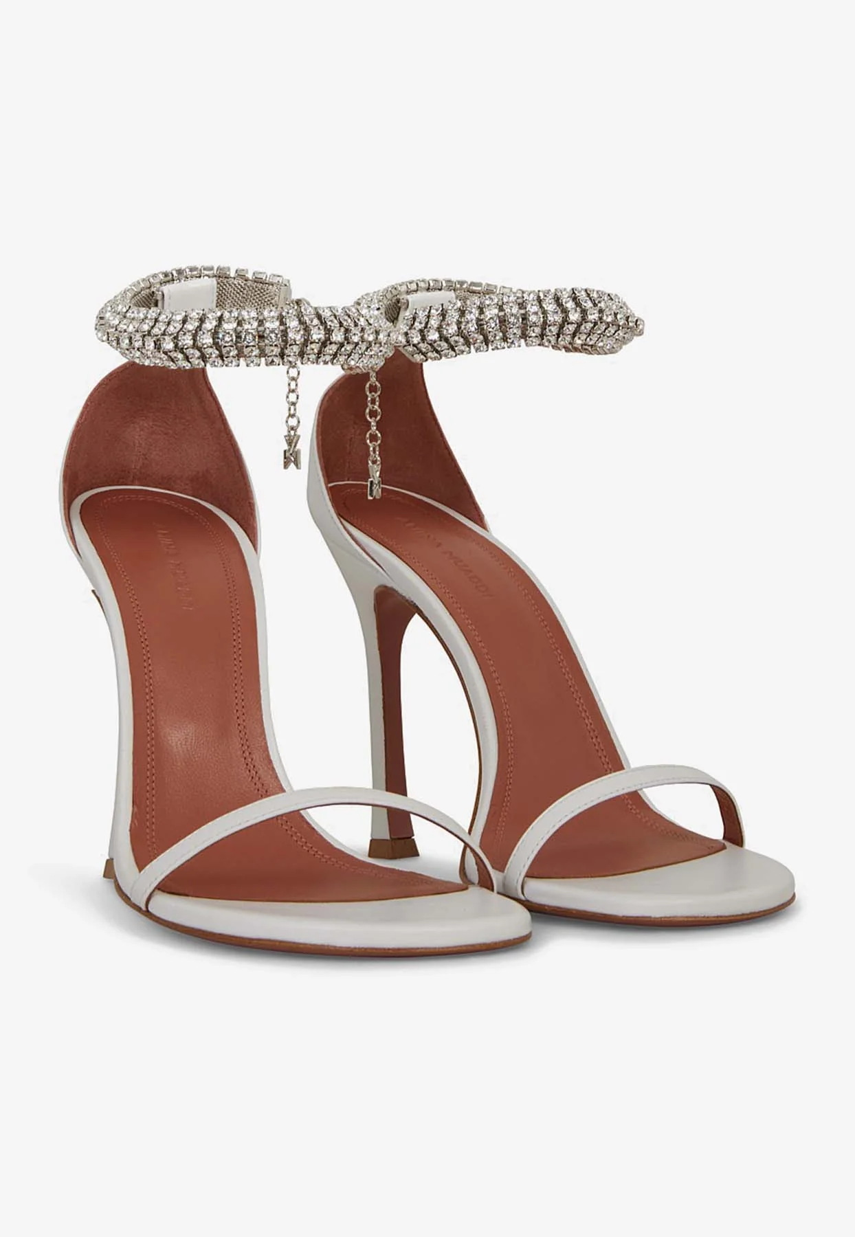 Amina Muaddi Iman 105 Crystal-Embellished Leather Sandals Women Shoes
