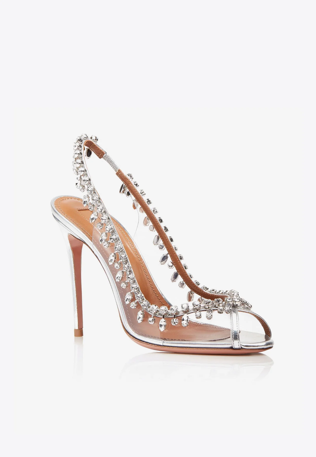Aquazzura Temptation 105 Crystal-Embellished Slingback Sandals Women Shoes