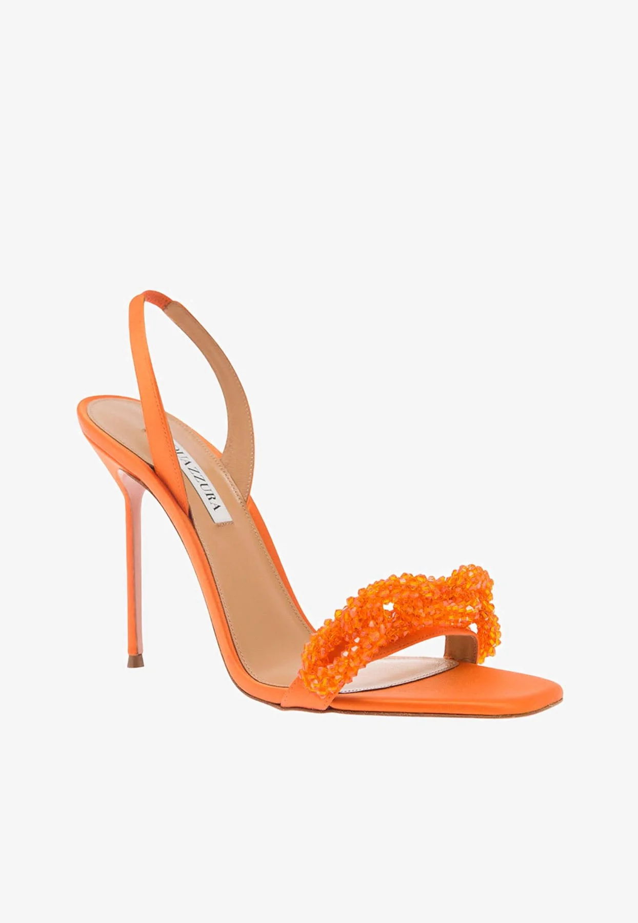Aquazzura Chain of Love 105 Slingback Sandals in Satin Women Shoes
