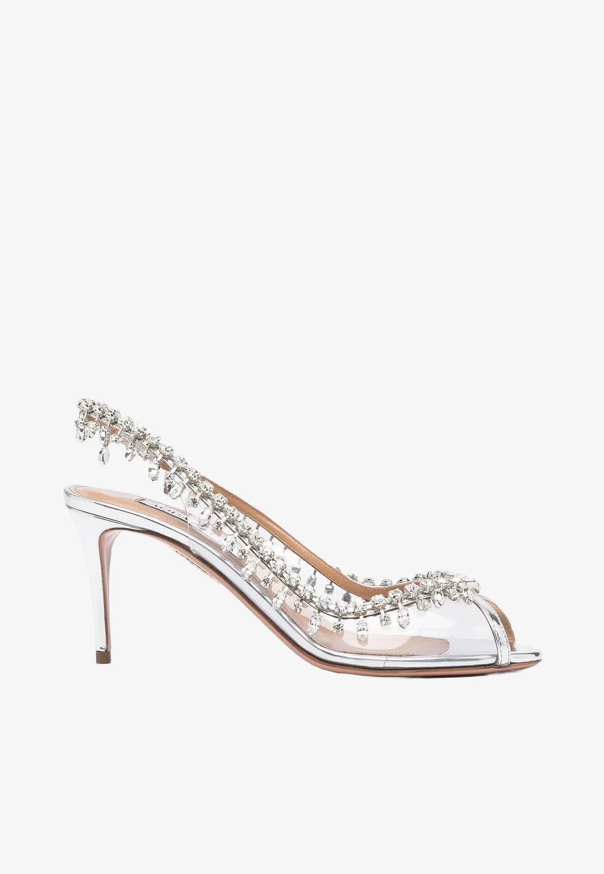 Aquazzura Temptation 75 Crystal-Embellished Slingback Sandals Women Shoes