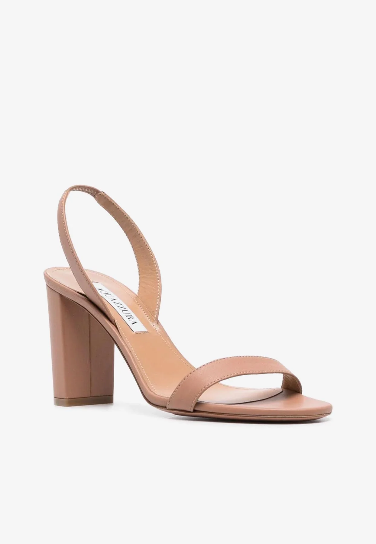 Aquazzura So Nude 85 Block Heel Sandals in Calf Leather Women Shoes