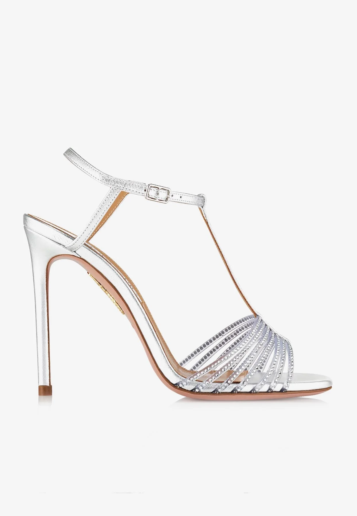 Aquazzura Amore Mio 105 Crystal-Embellished Sandals in Leather Women Shoes