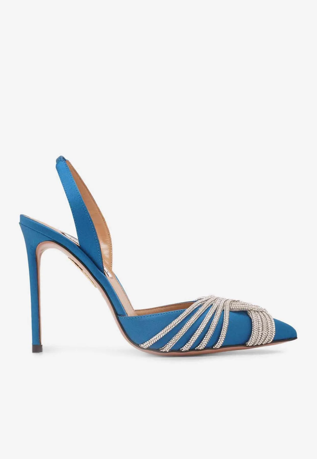 Aquazzura Gatsby 105 Slingback Satin Pumps Women Shoes