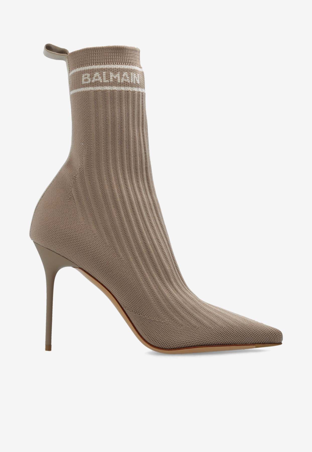 Balmain Skye 95 Stretch Knit Ankle Boots