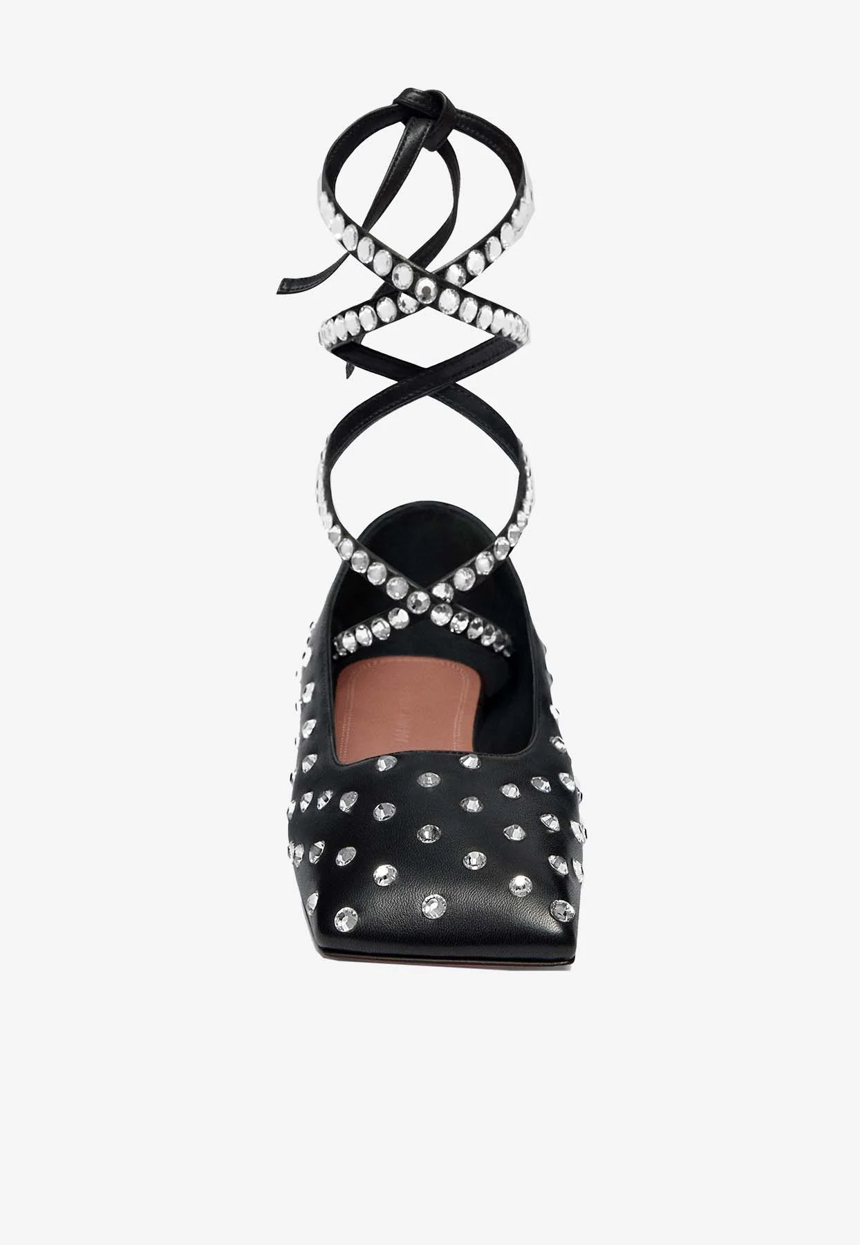 Amina Muaddi Ane Crystal-Embellished Flats in Nappa Leather Women Shoes