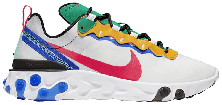Réplica REACT ELEMENT 55  WHITE GOLD BLUE GREEN Nike Sneaker