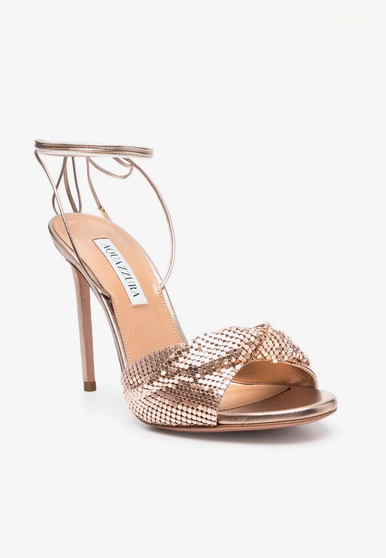 Aquazzura Twist 105 Sandals in Metallic Nappa Leather Women Shoes
