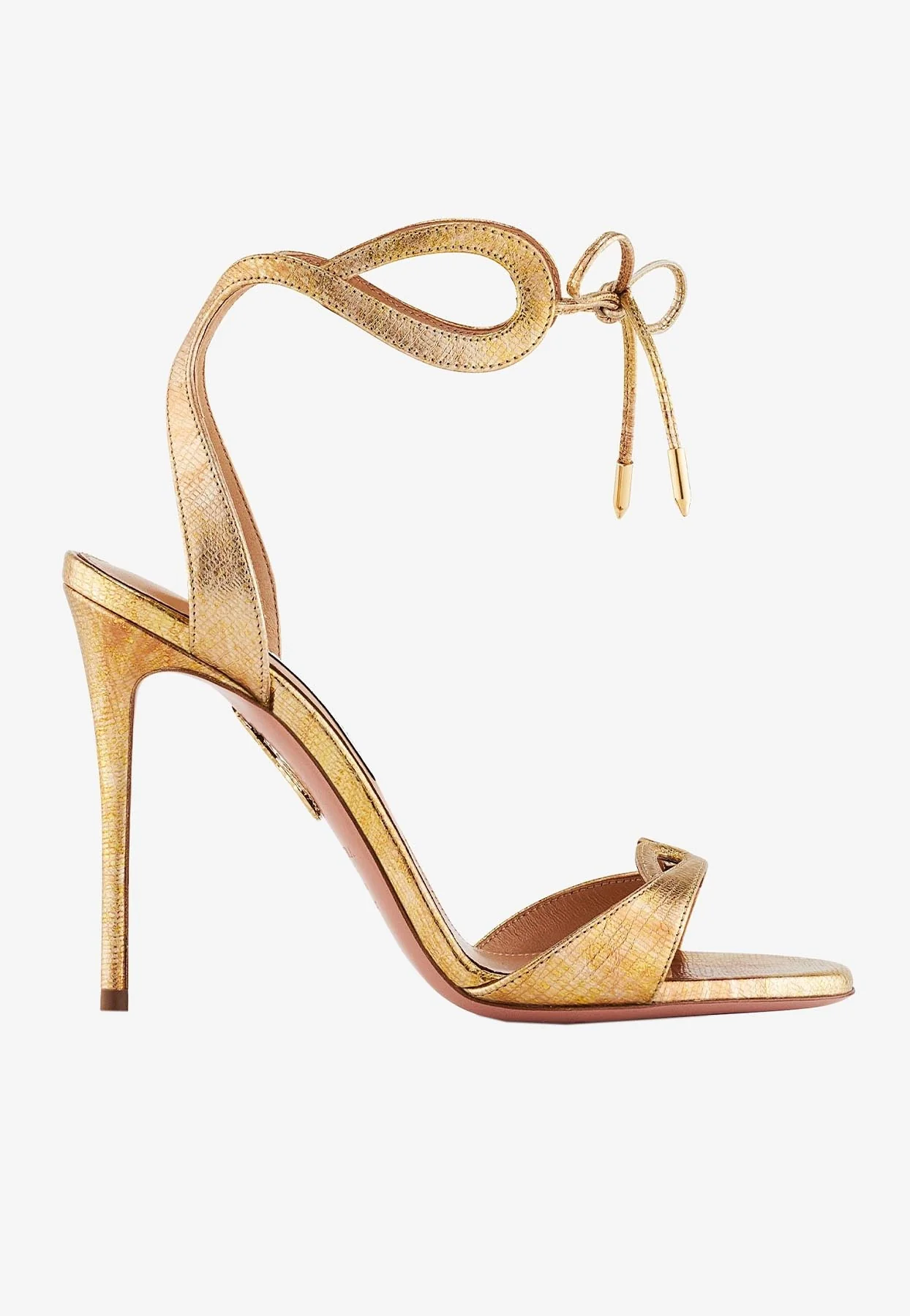 Aquazzura Tessa 105 Sandals in Metallic Leather Women Shoes