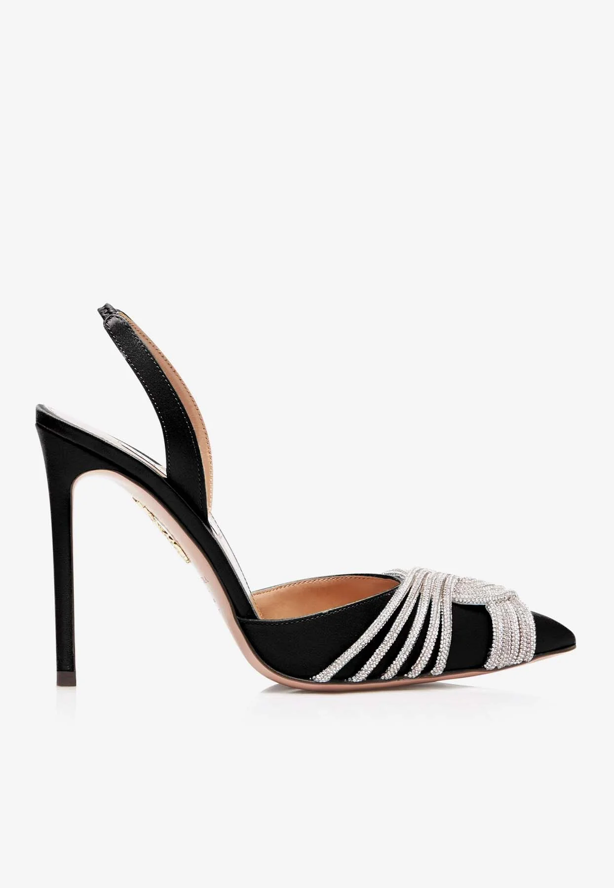 Aquazzura Gatsby 105 Slingback Satin Pumps Women Shoes