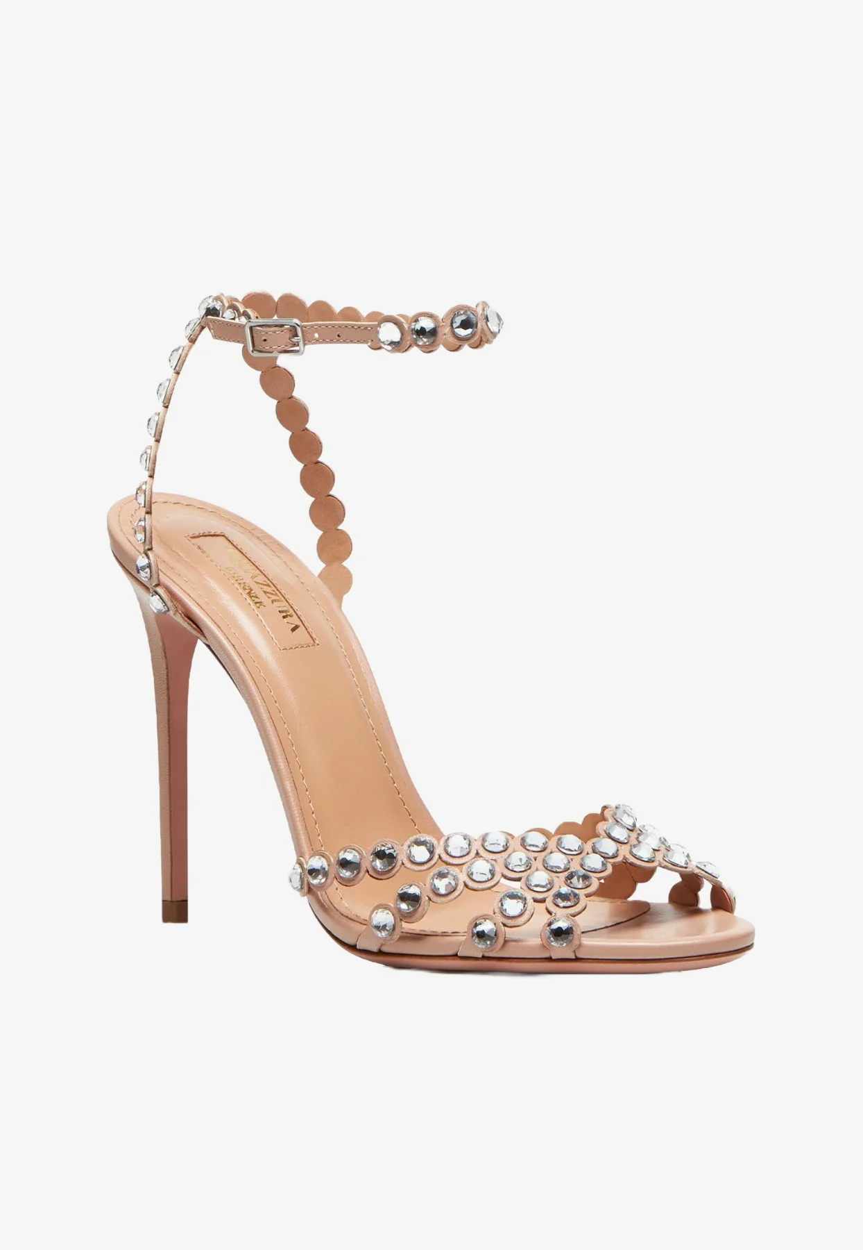Aquazzura Tequila 105 Crystal-Embellished Sandals in Nappa Leather Women Shoes