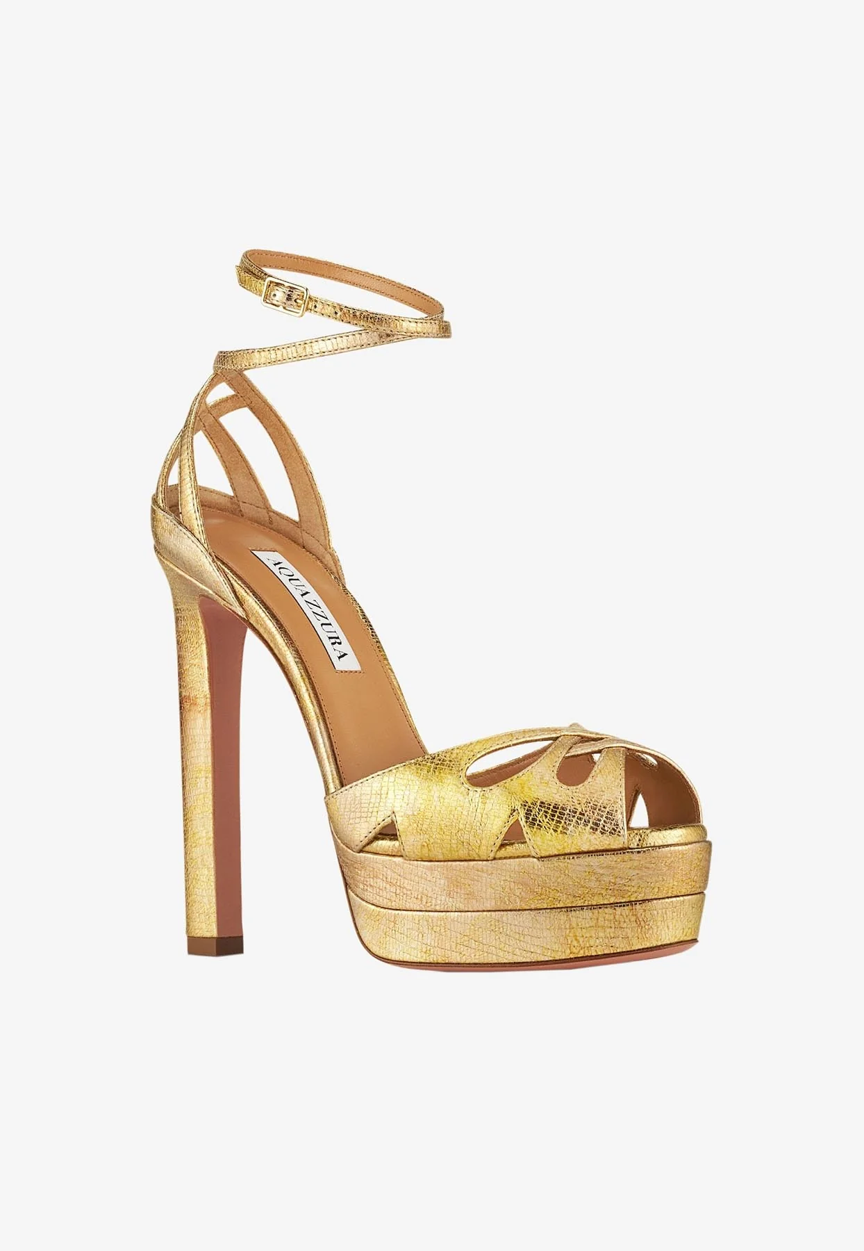 Aquazzura All Dolled Up 140 Sandals in Metallic Leather Women Shoes