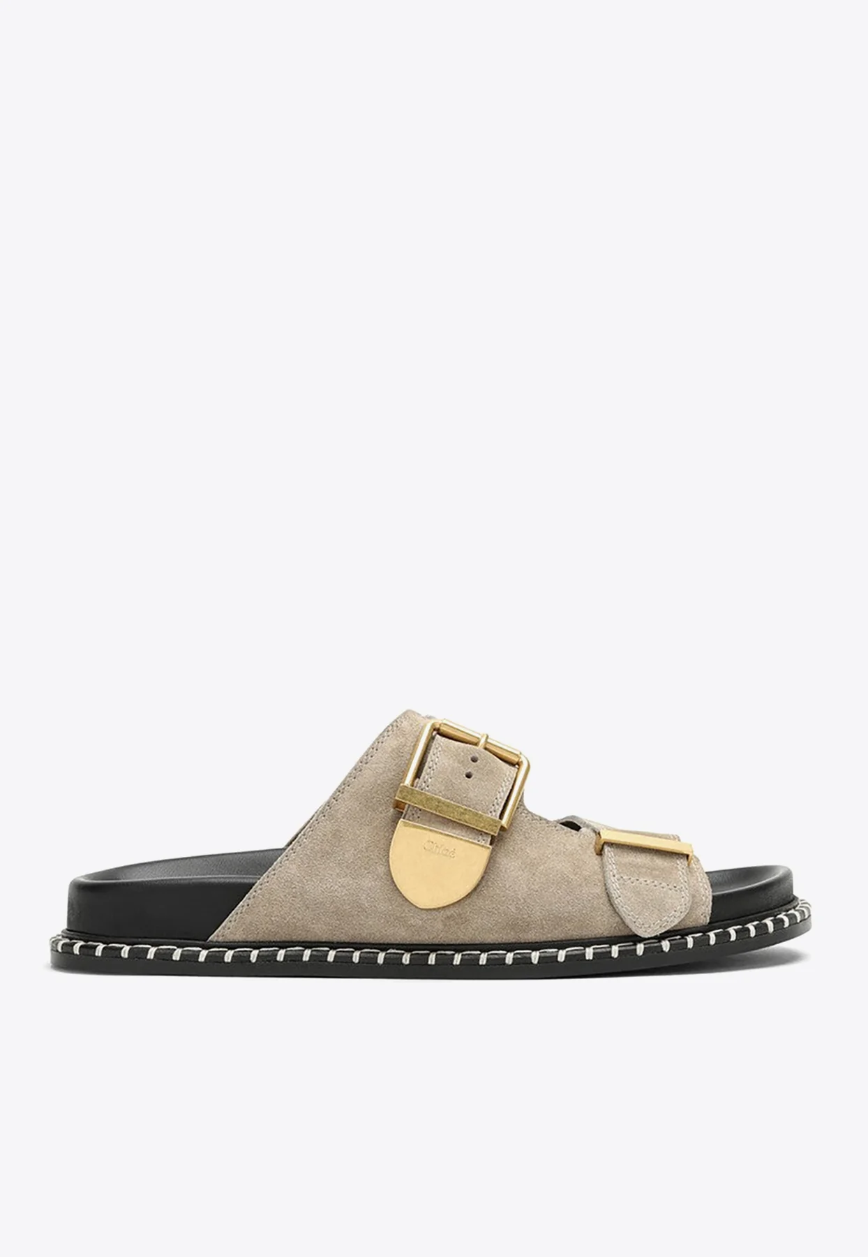 Chloe Rebecca Suede Buckle-Detailed Slides