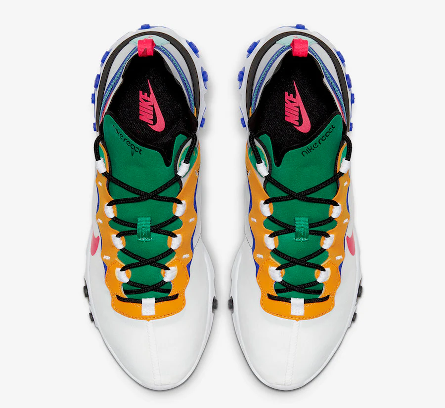 Réplica REACT ELEMENT 55  WHITE GOLD BLUE GREEN Nike Sneaker