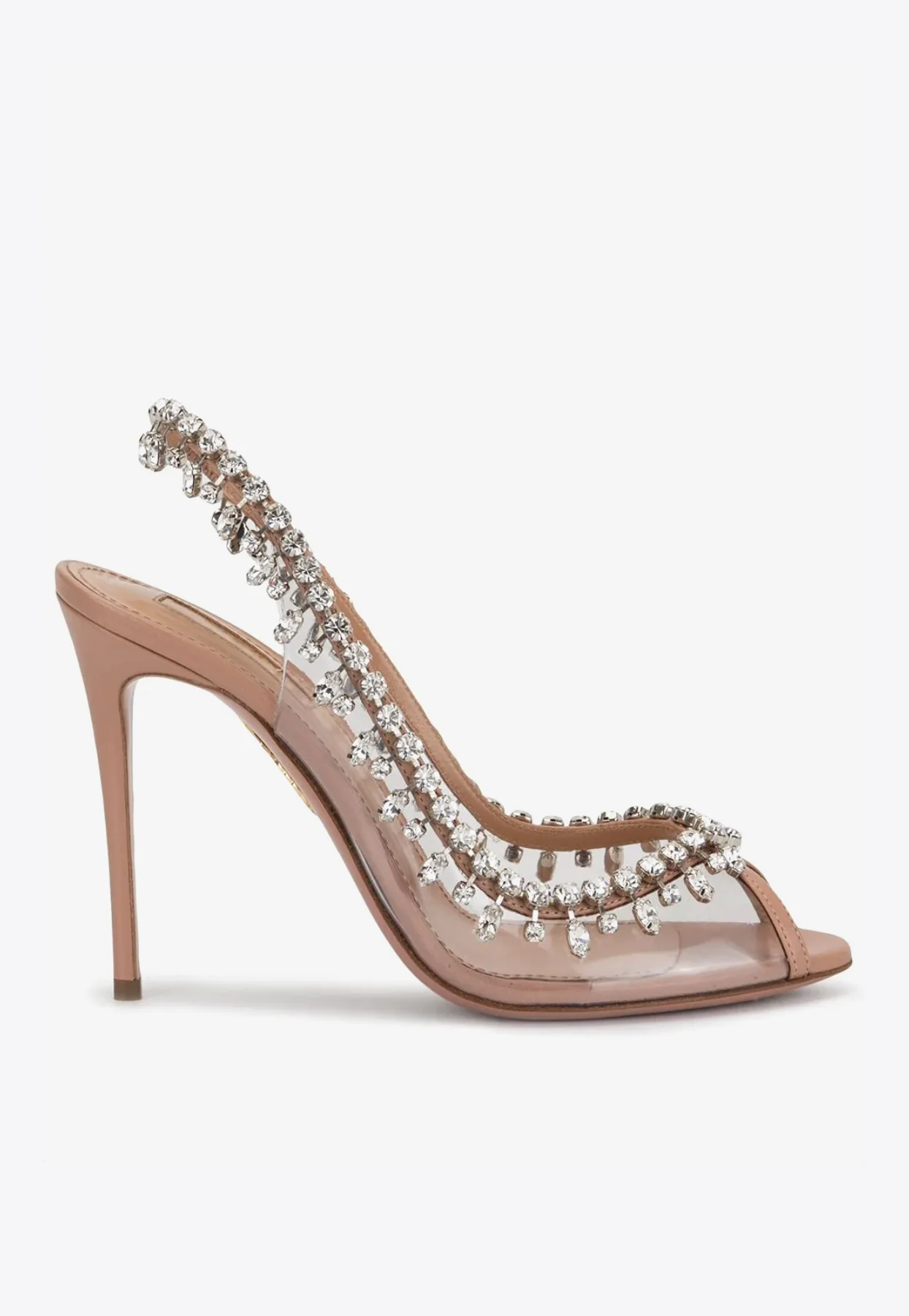 Aquazzura Temptation 105 Crystal-Embellished Slingback Sandals Women Shoes