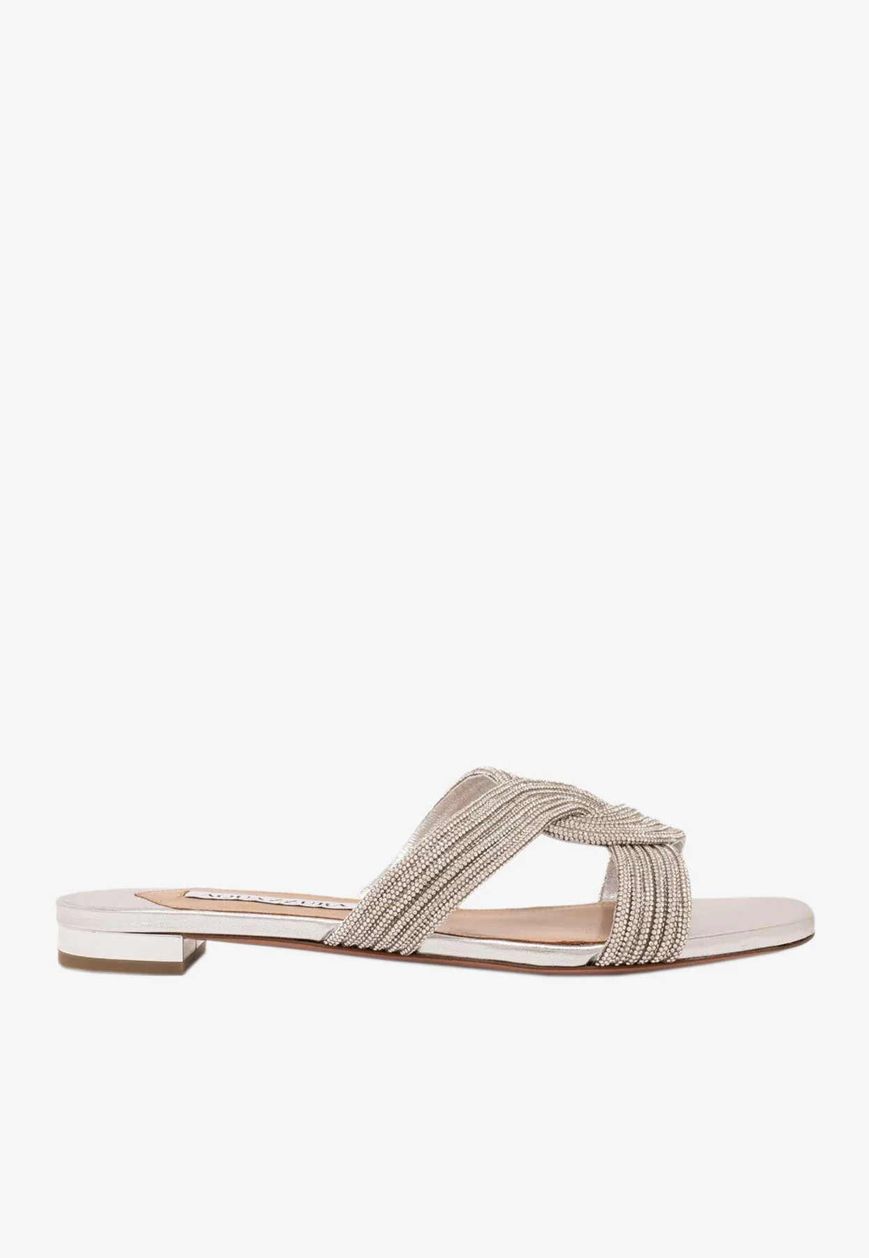 Aquazzura Gatsby Crystal-Embellished Flat Sandals Women Shoes