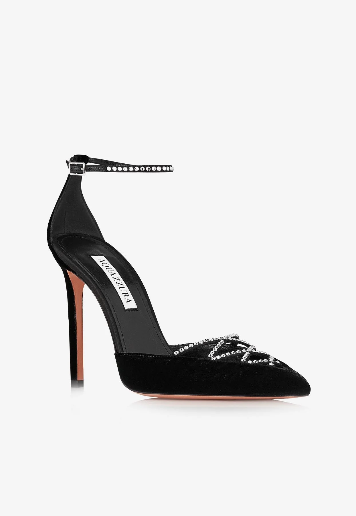 Aquazzura Audace 105 Crystal-Embellished Velvet Pumps Women Shoes