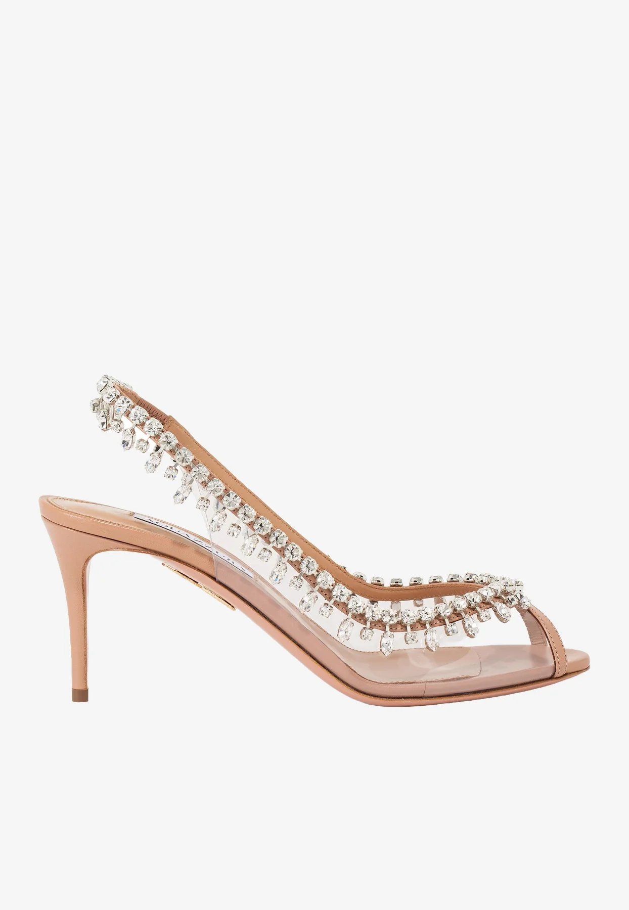 Aquazzura Temptation 75 Crystal-Embellished Slingback Sandals Women Shoes