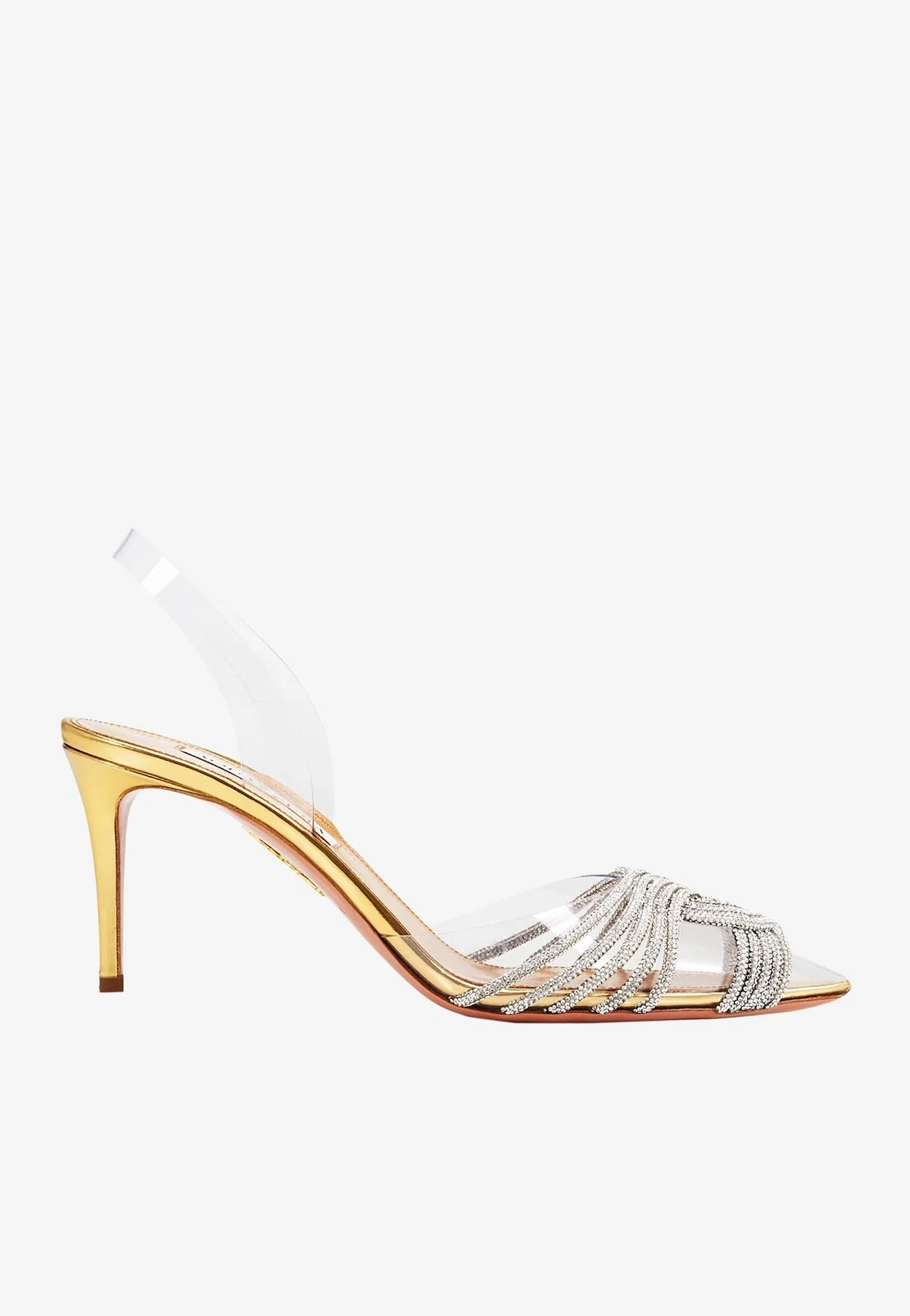 Aquazzura Gatsby 75 Crystal Embellished Slingback Pumps Women Shoes