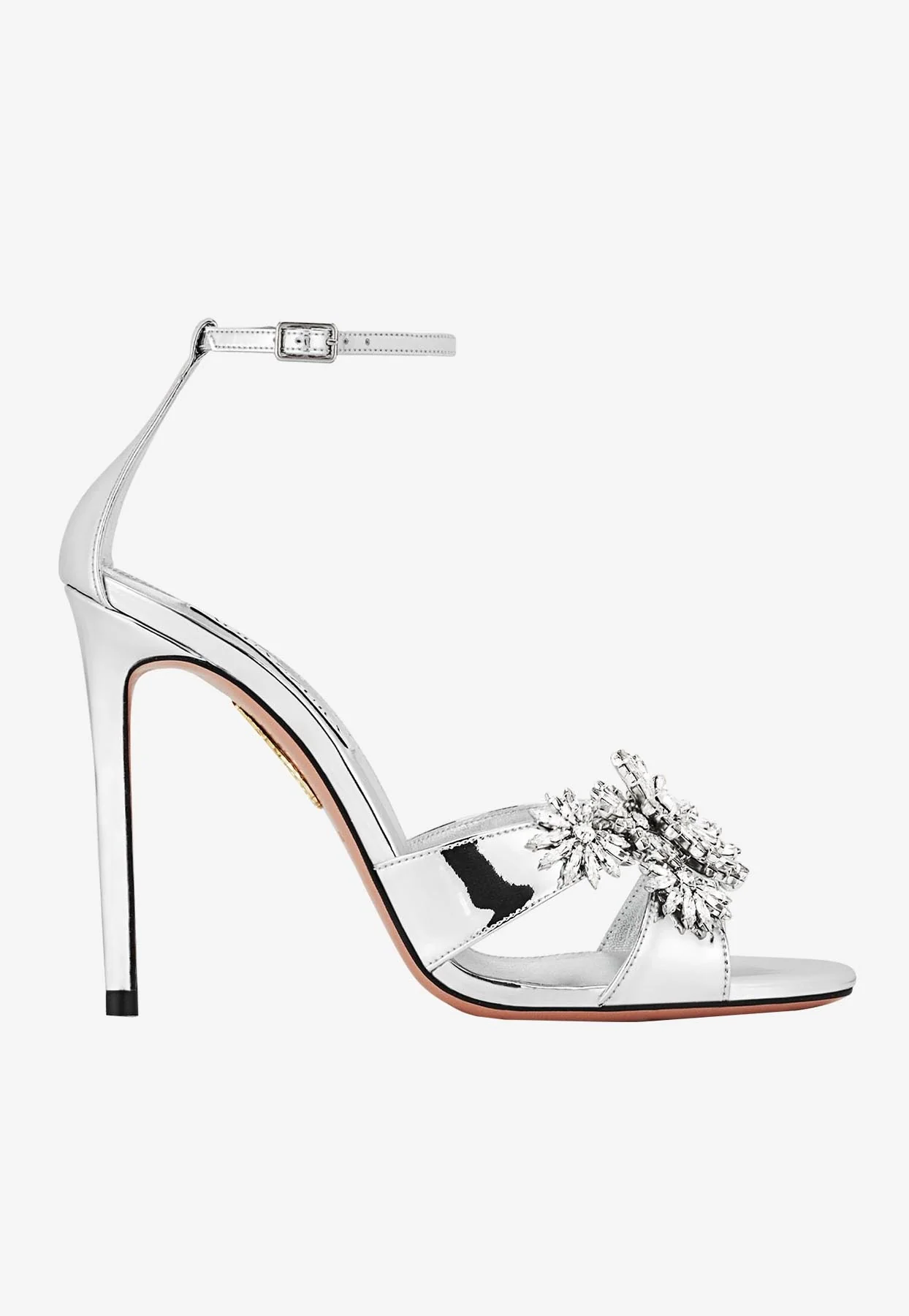 Aquazzura Margarita 105 Mirror Leather Sandals Women Shoes
