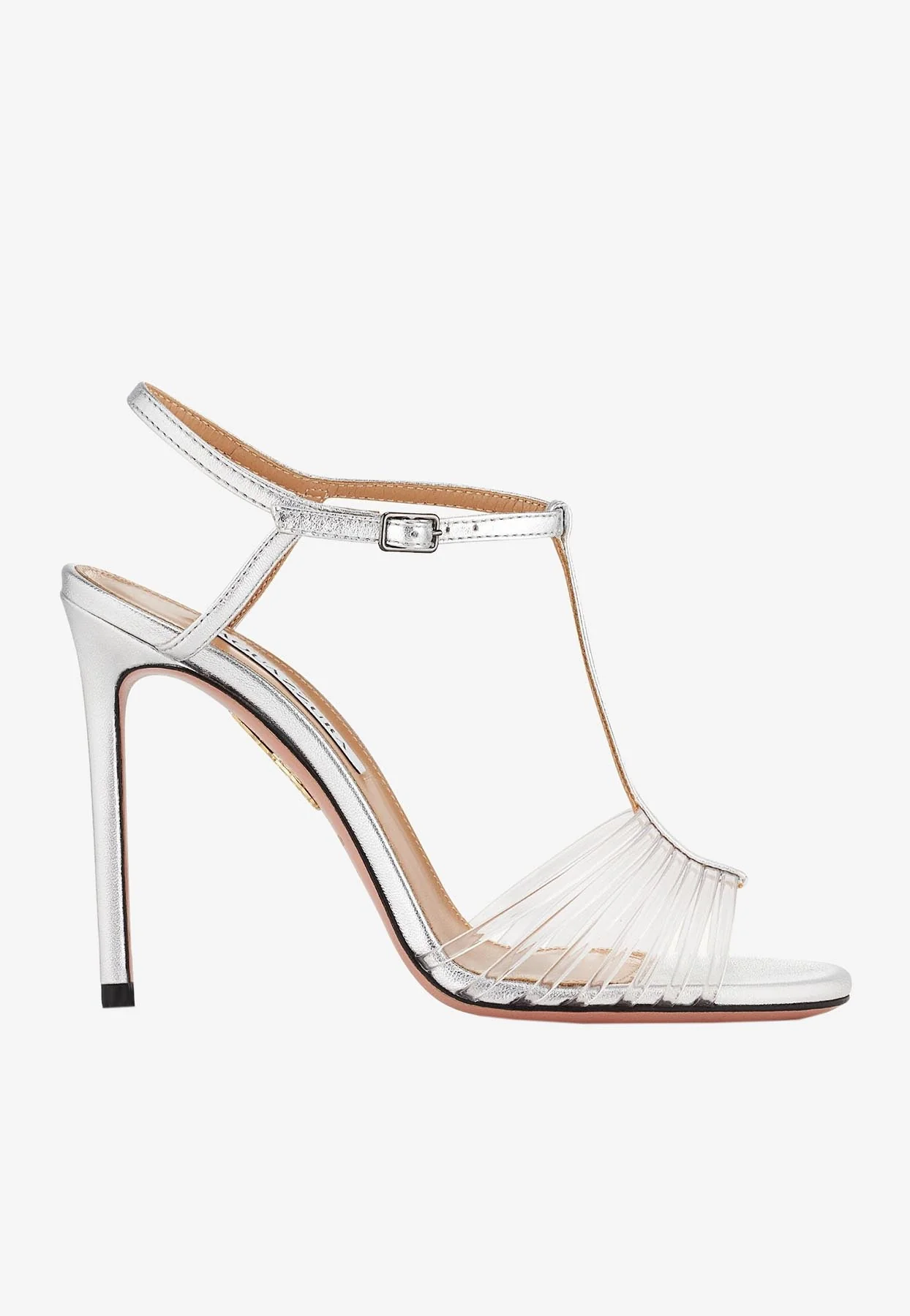 Aquazzura Amore Mio 105 Sandals in Metallic Leather and PVC Women Shoes