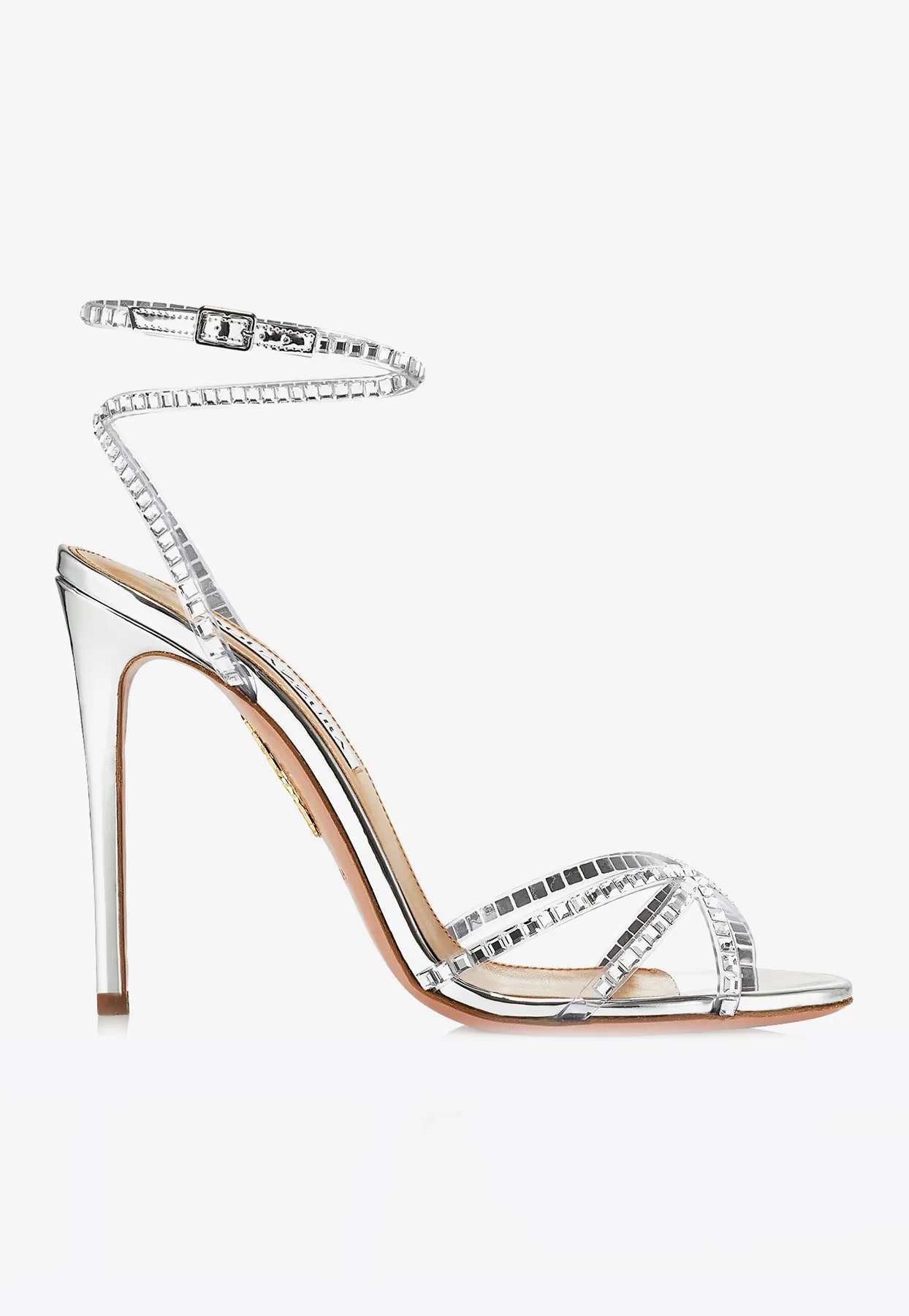 Aquazzura Dance 105 Plexi Sandals in Leather Women Shoes