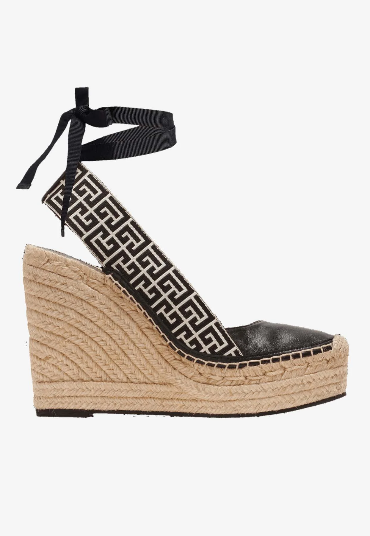 Balmain Alex 75 Monogram Wedge Espadrilles