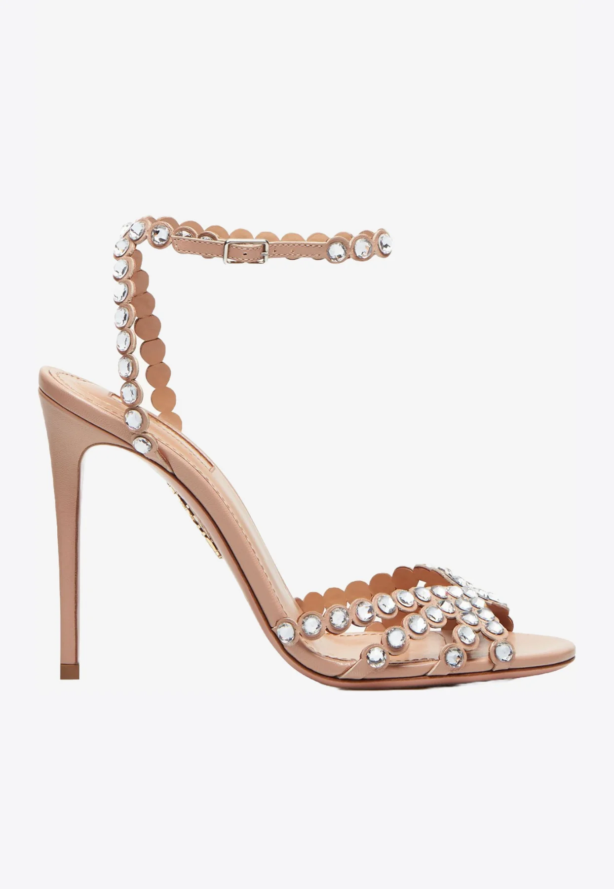 Aquazzura Tequila 105 Crystal-Embellished Sandals in Nappa Leather Women Shoes