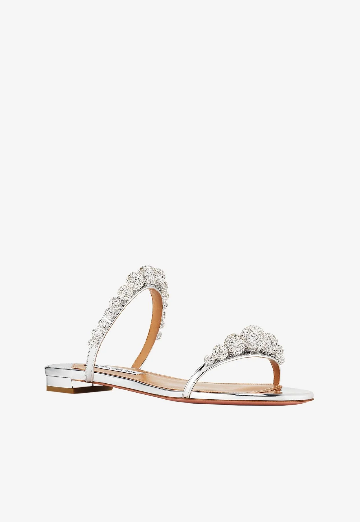 Aquazzura Disco Dancer Crystal Embellished Flat Sandals Women Shoes