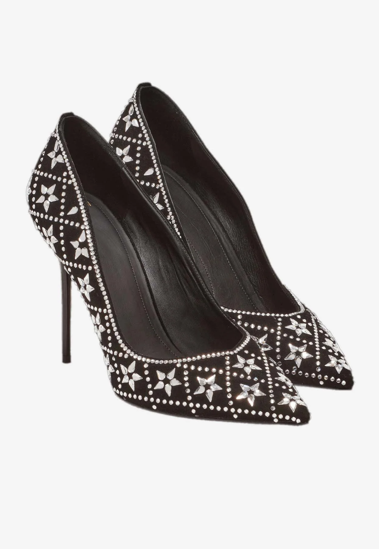 Balmain Ruby 95 Crystal-Embellished Suede Pumps