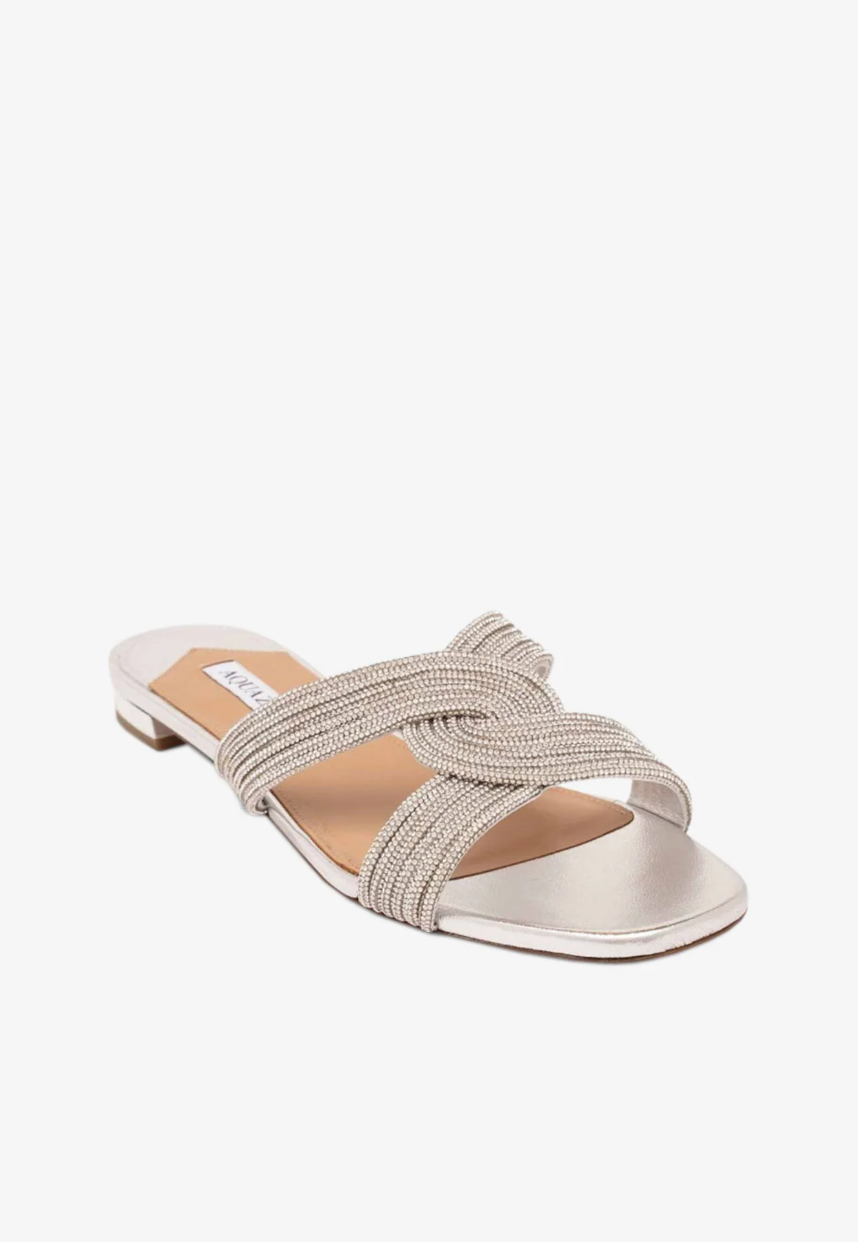 Aquazzura Gatsby Crystal-Embellished Flat Sandals Women Shoes