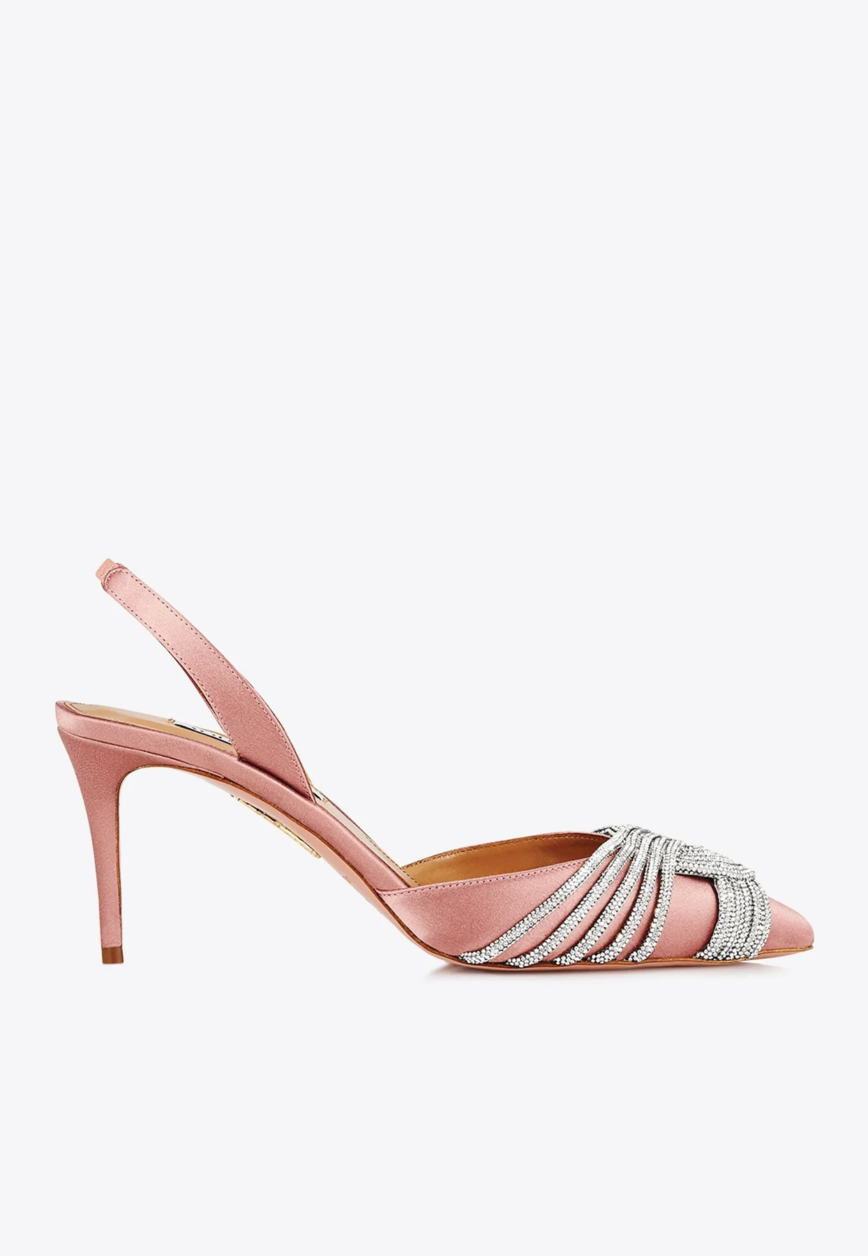 Aquazzura Gatsby 75 Satin Slingback Pumps Women Shoes