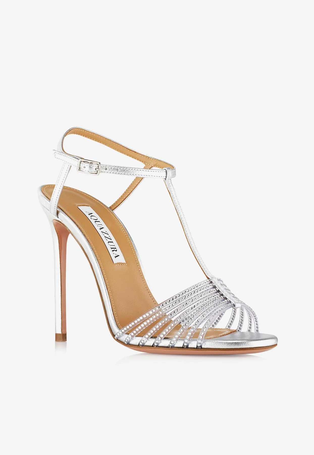 Aquazzura Amore Mio 105 Crystal-Embellished Sandals in Leather Women Shoes