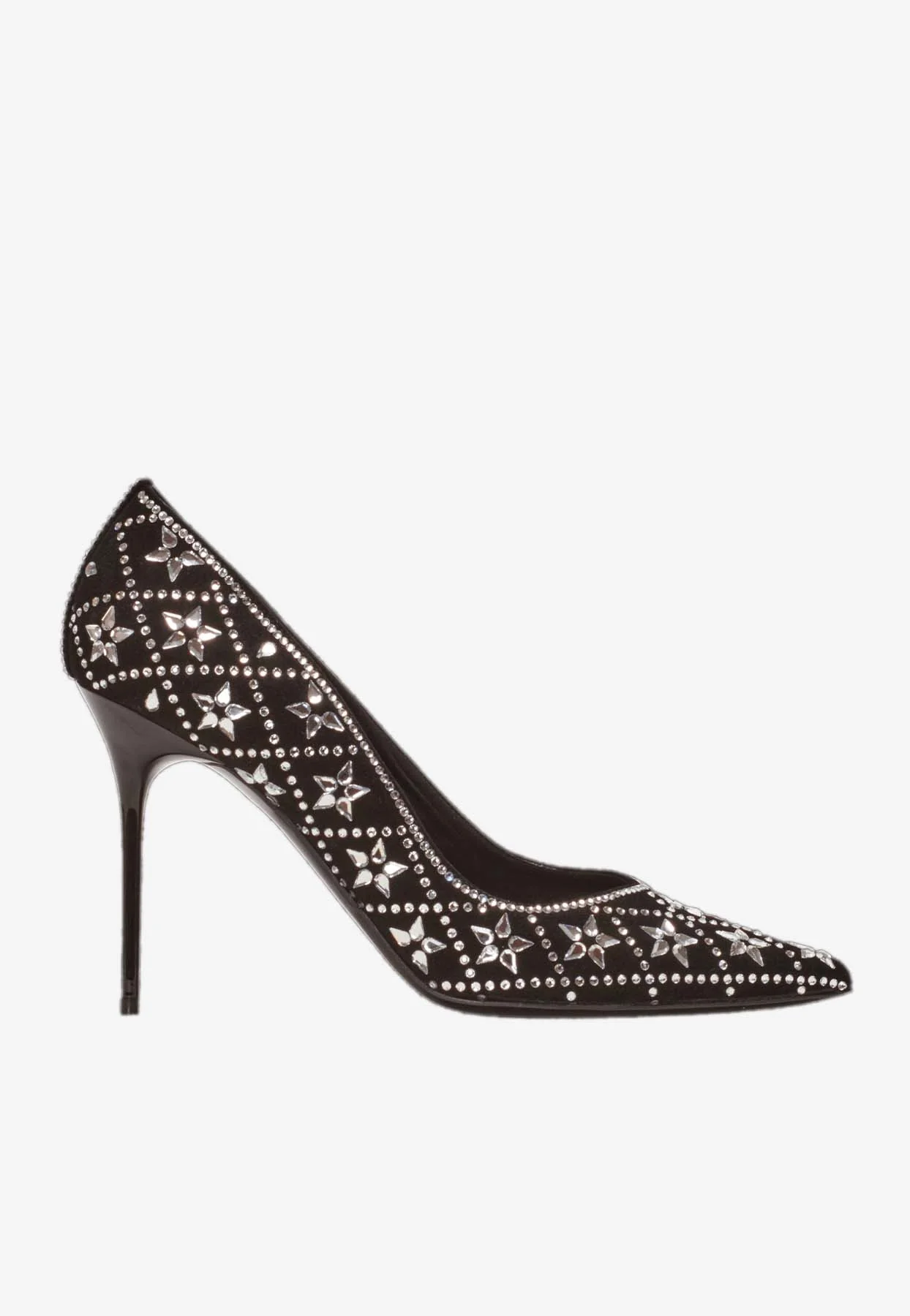 Balmain Ruby 95 Crystal-Embellished Suede Pumps