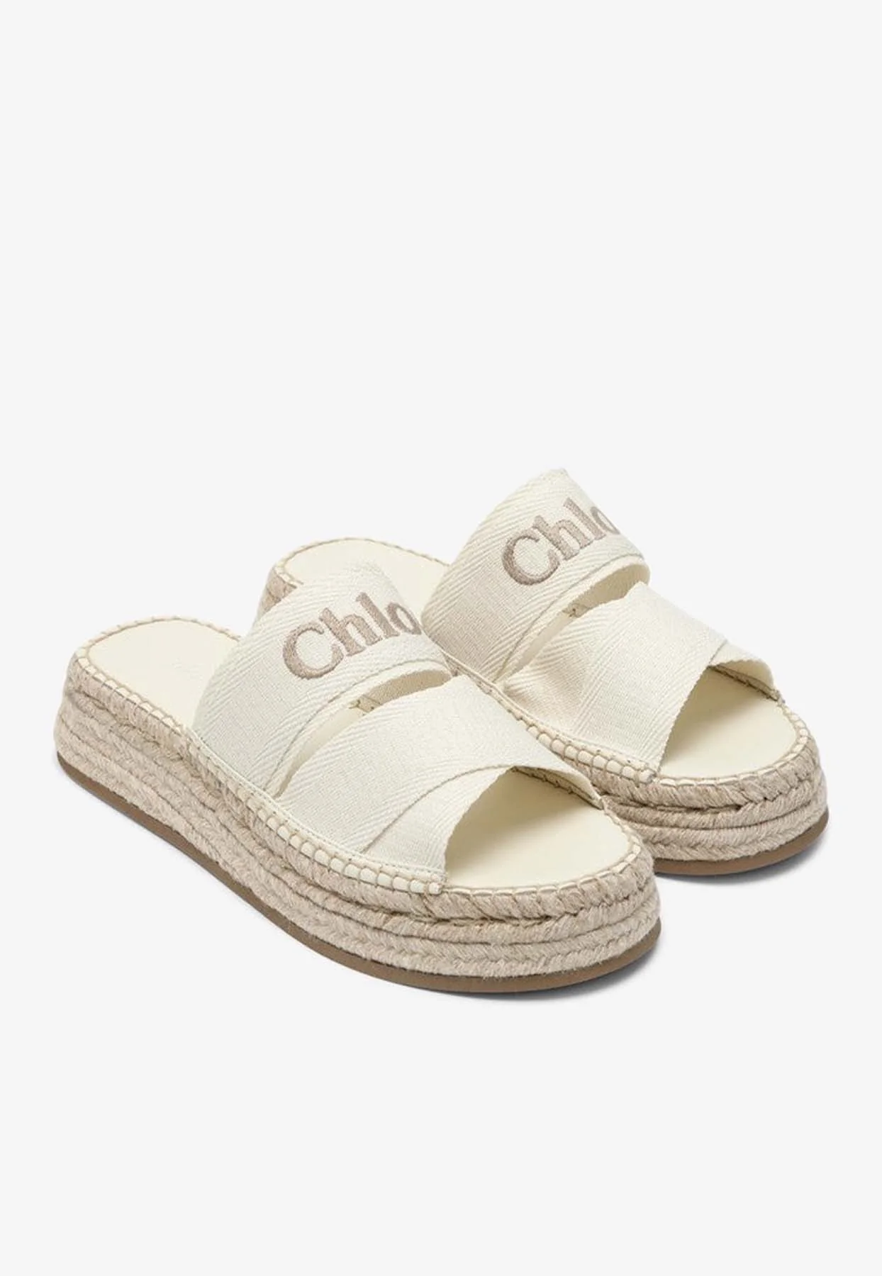 Chloe Mila Logo Embroidered Flat Sandals